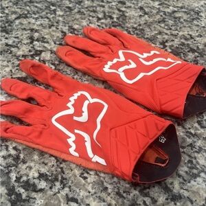 Fox Racing Red & White Gloves, Size M